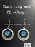 Fused Glass Earrings/Dichroic Glass/Round Double Silver Plated Setting