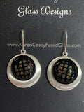 Fused Glass Earrings/Dichroic Glass/Round Double Silver Plated Setting