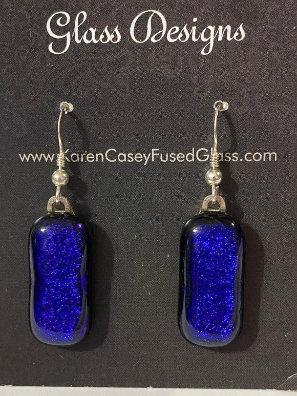 Fused Glass Earrings Dichroic Blue Purple