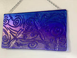 Long Dragonfly Window or Wall Art Royal Blue Iridized