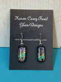 Dazzle Dichroic Earrings with a Blue Stripe