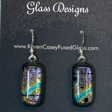 Dazzle Dichroic Earrings with a Blue Stripe