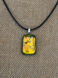 Fused Glass Pendant Orange Golds
