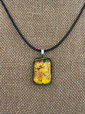Fused Glass Pendant Orange Golds