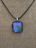 Fused Glass Pendant Dichroic Purple Pink