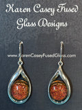 Fused Glass Earrings Dichroic in Oval setting