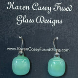 Green Fused Glass Earrings Nondicroic