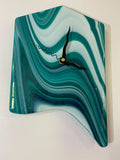 Fused Glass Clock Turquoise and White (Two Styles)
