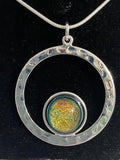 Pendant Hammered Circle Silver Plated