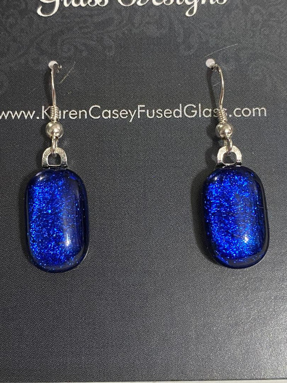 Fused Glass Earrings/Dichroic Glass Royal Blue