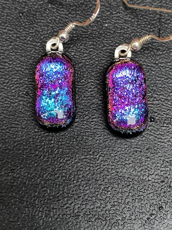 Earrings Dichroic Purples and Blue