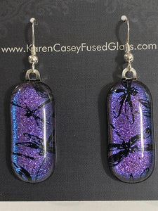 Fused Glass Earrings/Dichroic Glass/Dragonfly