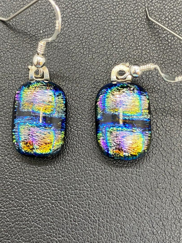 Earrings Boxes Pattern Dichroic