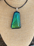 Pendant Turquoise Green Gold Dichroic