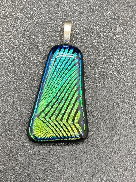 Pendant Turquoise Green Gold Dichroic