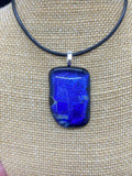 Pendant Purple Blue Dichroic with Flake Texture on Top