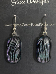 Fused Glass Earrings Dichroic Glass Zebra