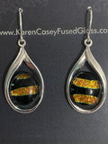 Fused Glass Earrings Dichroic in Oval setting