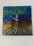 Fused Glass Clock Iridized Glass Tree or Mermaid