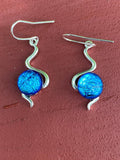 Fused Glass Earrings, The Wiggles, Dichroic and metal